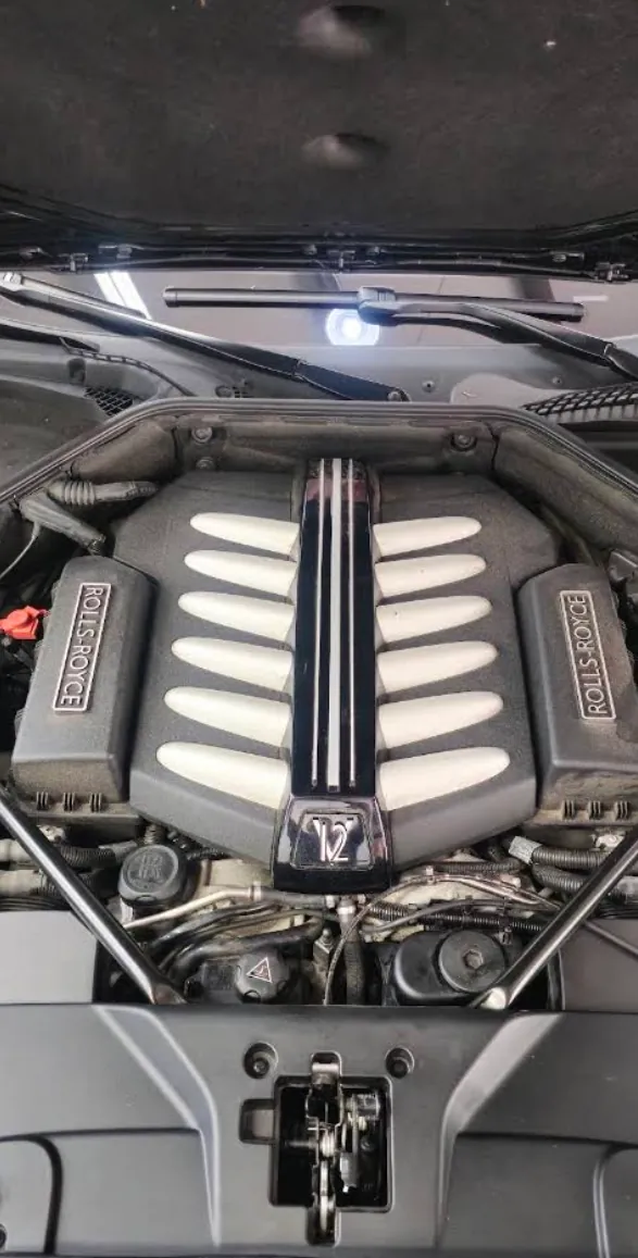 Rolls-Royce V12 engine bay open for service
